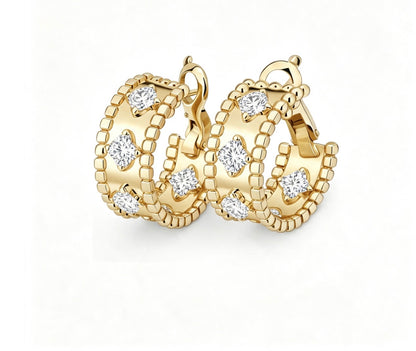 [Loran]KALEIDOSCOPE CLOVER HOOP EARRING