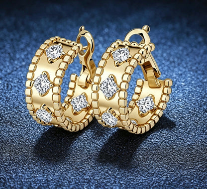 [Loran]KALEIDOSCOPE CLOVER HOOP EARRING