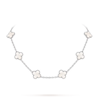 [Loran]CLASSIC LUCKY 10-MOTIF CLOVER NECKLACE WHITE GOLD COLLECTION