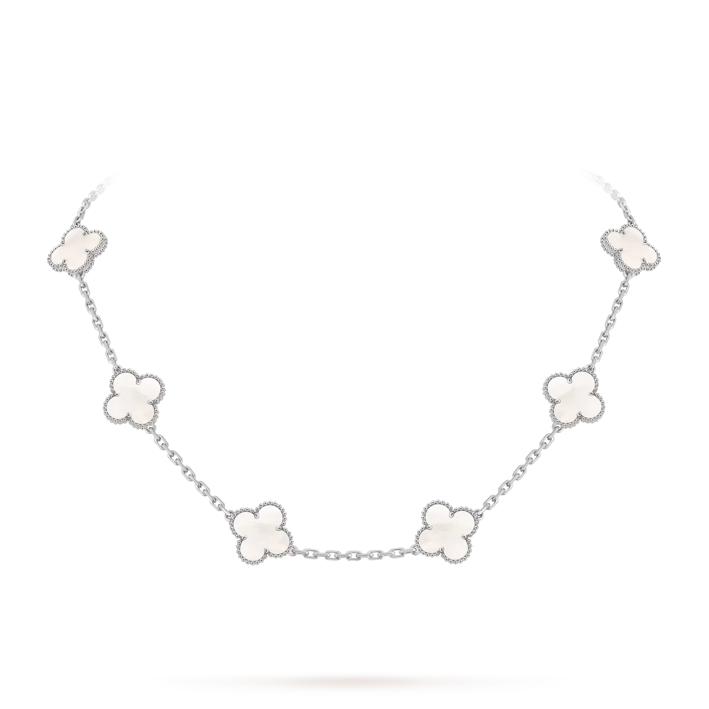 [Loran]CLASSIC LUCKY 10-MOTIF CLOVER NECKLACE WHITE GOLD COLLECTION
