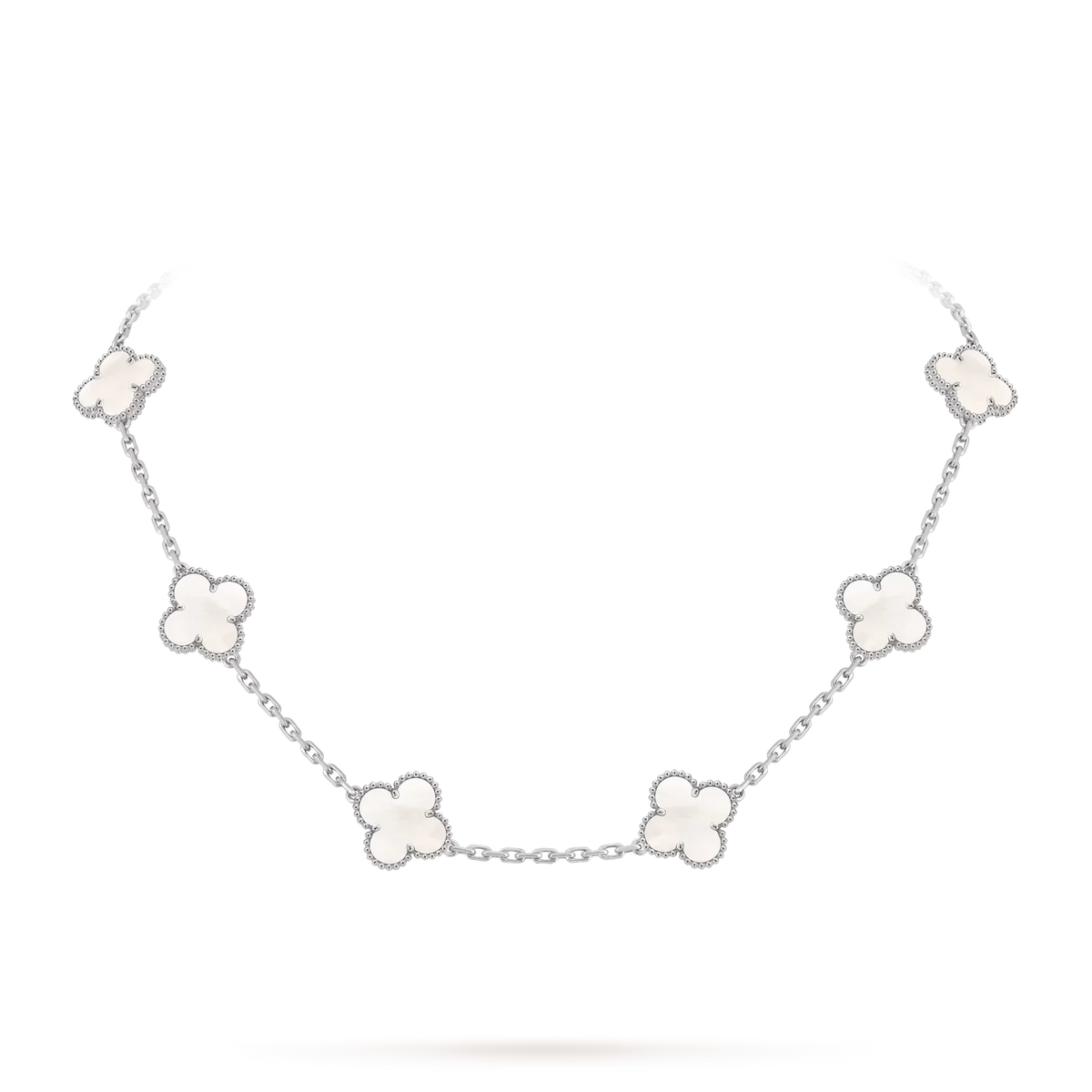 [Loran]CLASSIC LUCKY 10-MOTIF CLOVER NECKLACE WHITE GOLD COLLECTION