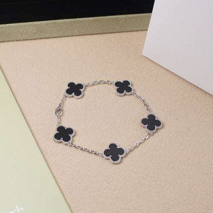 [Loran]LUCKY CLOVER 5-MOTIF BRACELET - BLACK OXNY COLLECTION