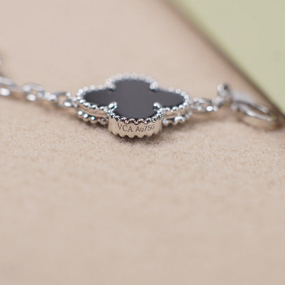 [Loran]LUCKY CLOVER 5-MOTIF BRACELET - BLACK OXNY COLLECTION
