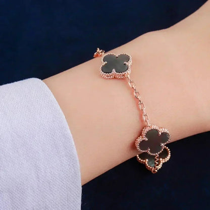 [Loran]LUCKY CLOVER 5-MOTIF BRACELET - GREY MOTHER-OF-PEARL COLLECTION