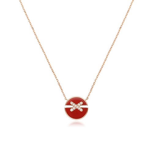 [Loran]JEUX DE ROSE GOLD DIAMOND NECKLACE