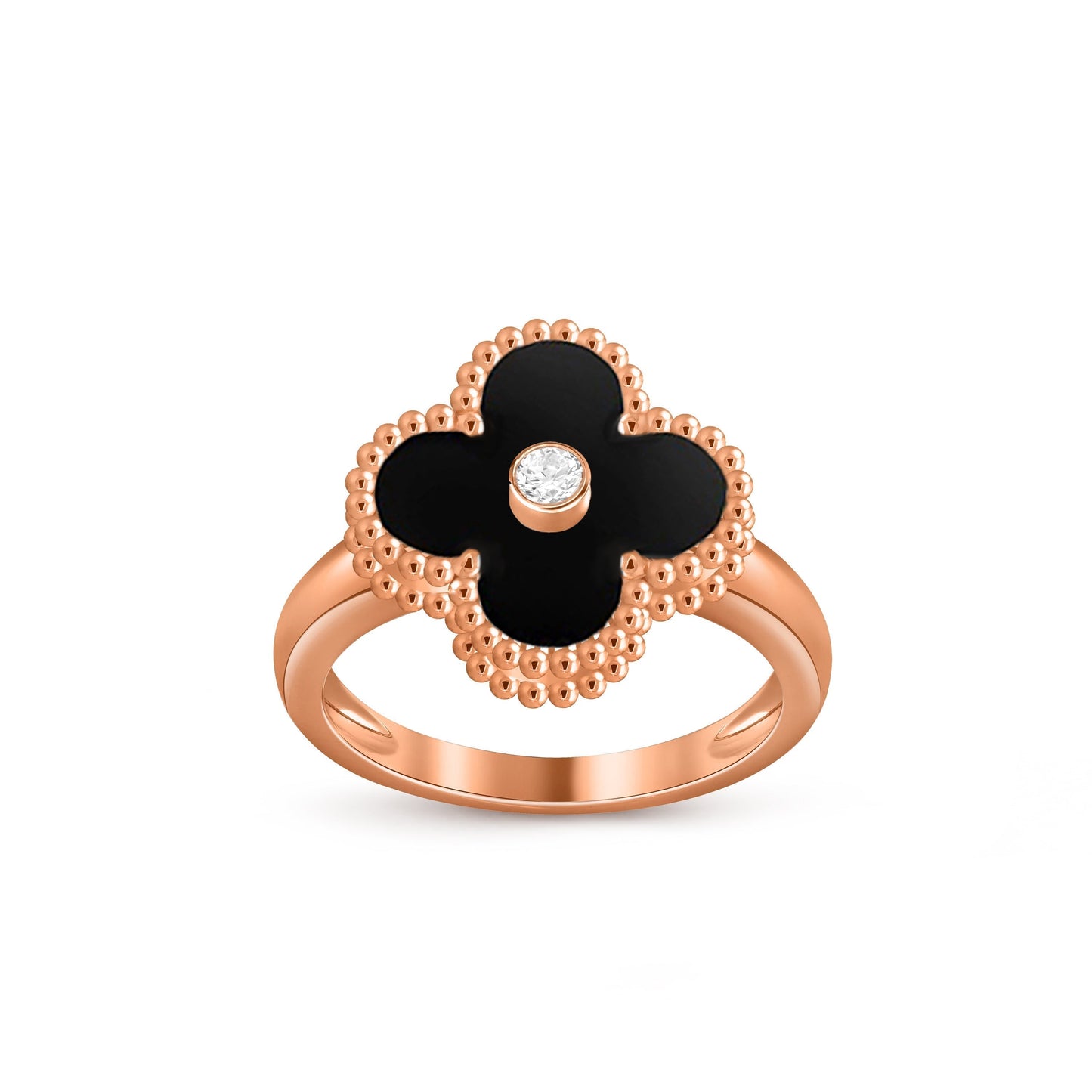 [Loran]LUCKY CLOVER DIAMOND-ACCENT ROSE GOLD RING COLLECTION