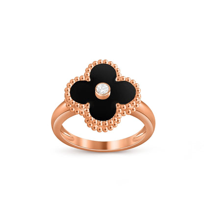[Loran]LUCKY CLOVER DIAMOND-ACCENT ROSE GOLD RING COLLECTION