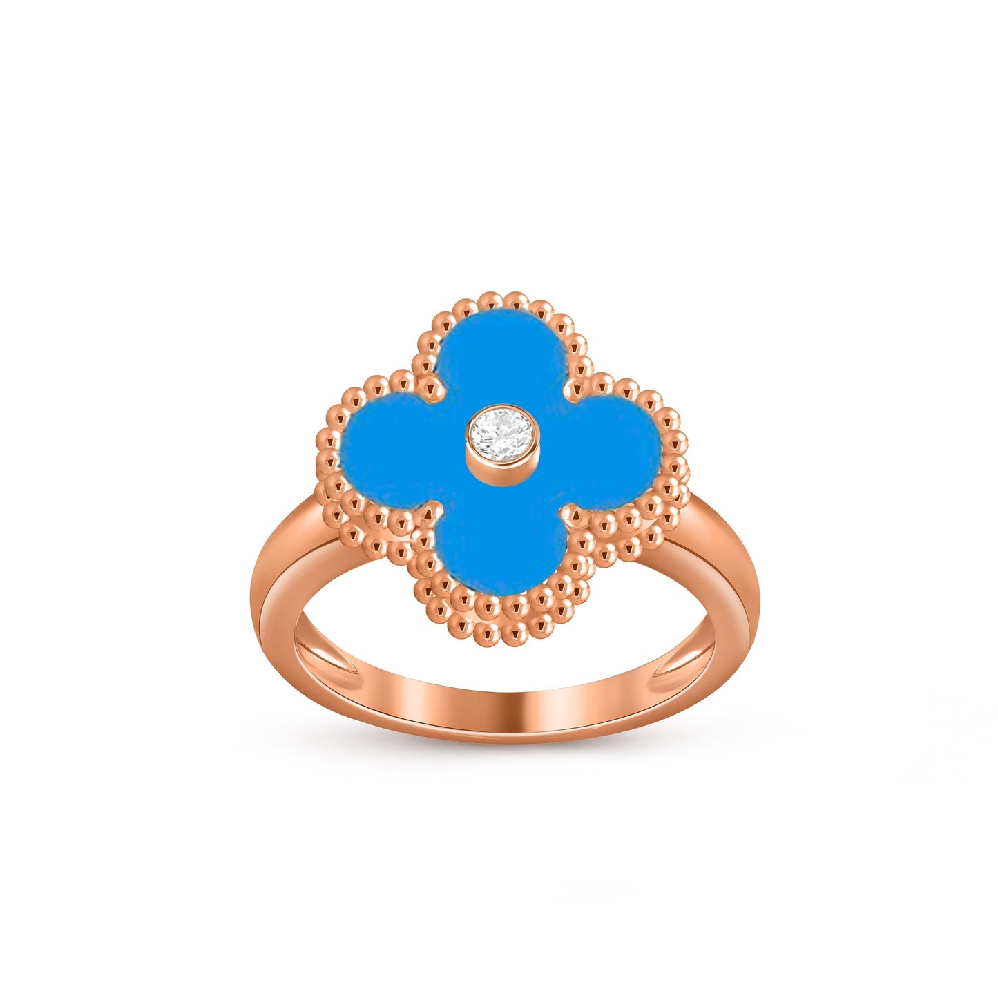 [Loran]LUCKY CLOVER DIAMOND-ACCENT ROSE GOLD RING COLLECTION