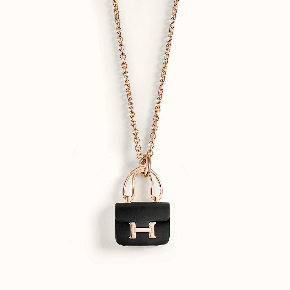 [Loran]CONSTANCE BLACK PEDANT ROSE GOLD NECKLACE