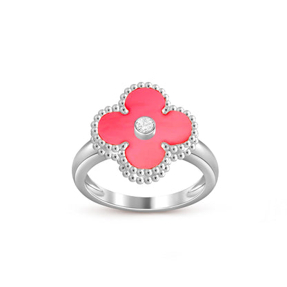 [Loran]LUCKY CLOVER DIAMOND-ACCENT WHITE GOLD RING COLLECTION