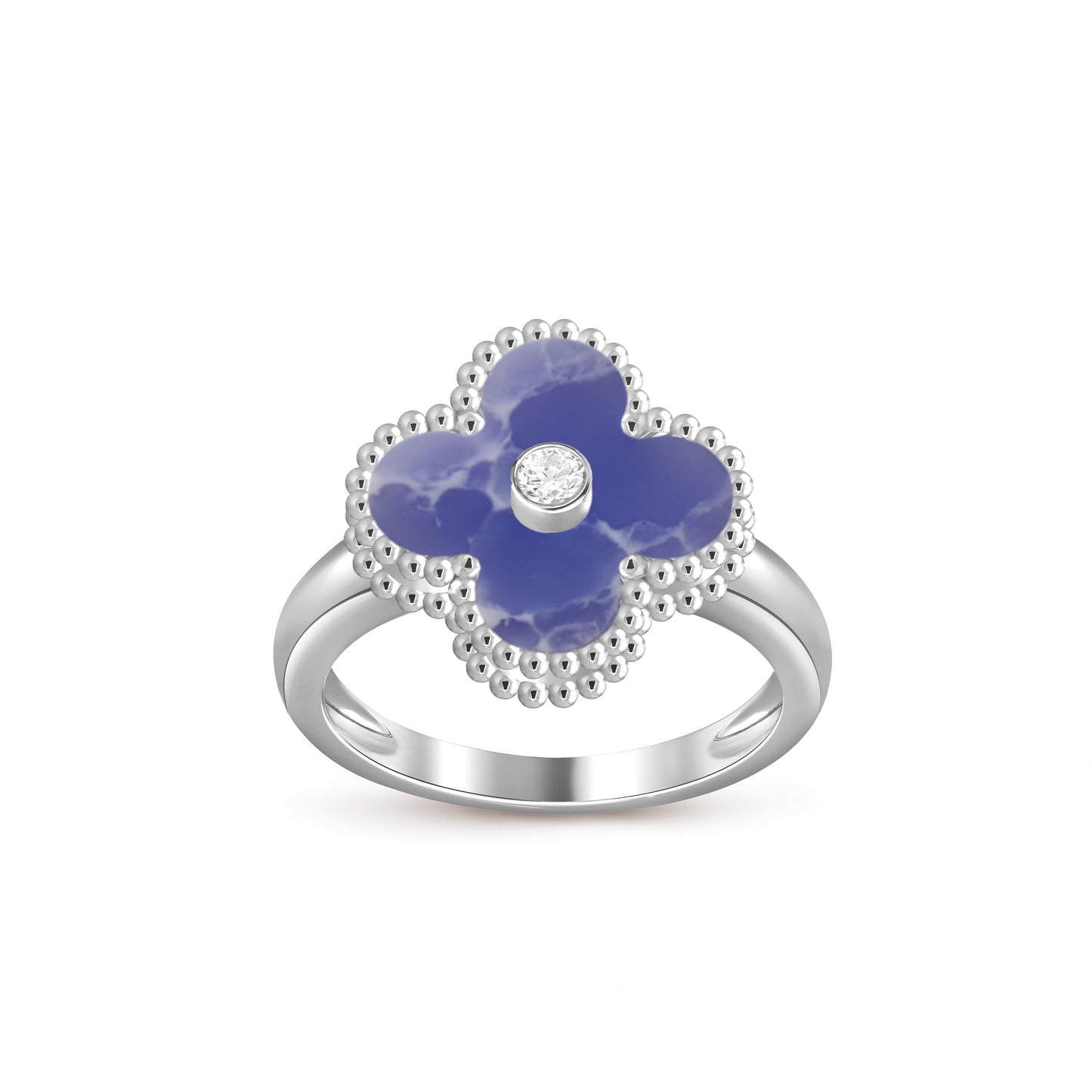 [Loran]LUCKY CLOVER DIAMOND-ACCENT WHITE GOLD RING COLLECTION