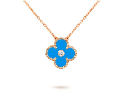 [Loran]15MM CLOVER FLOWER DIAMOND PENDANT NECKLACE COLLECTION