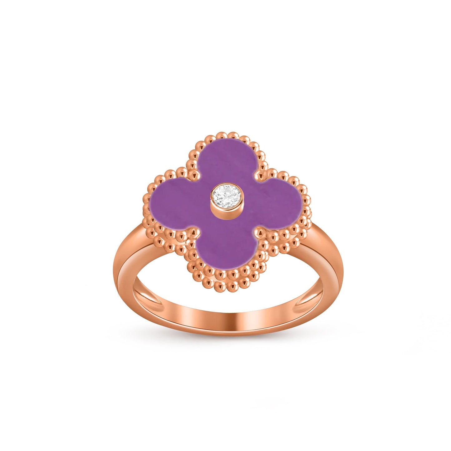 [Loran]LUCKY CLOVER DIAMOND-ACCENT ROSE GOLD RING COLLECTION
