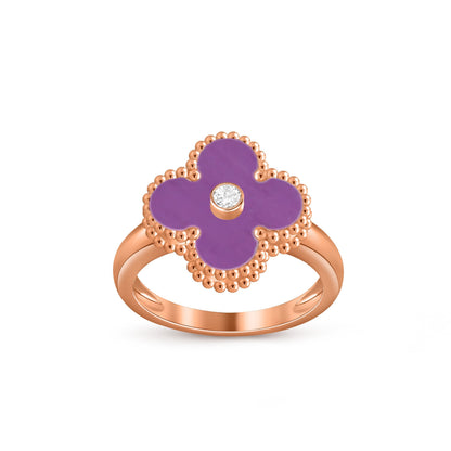 [Loran]LUCKY CLOVER DIAMOND-ACCENT ROSE GOLD RING COLLECTION