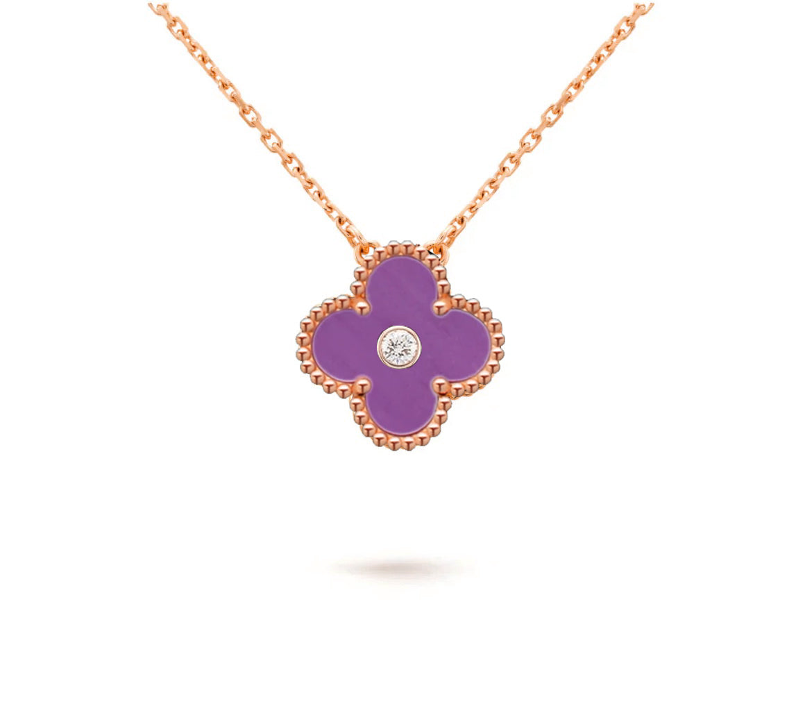 [Loran]15MM CLOVER FLOWER DIAMOND PENDANT NECKLACE COLLECTION