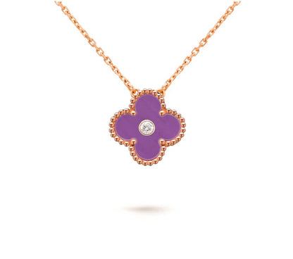[Loran]15MM CLOVER FLOWER DIAMOND PENDANT NECKLACE COLLECTION