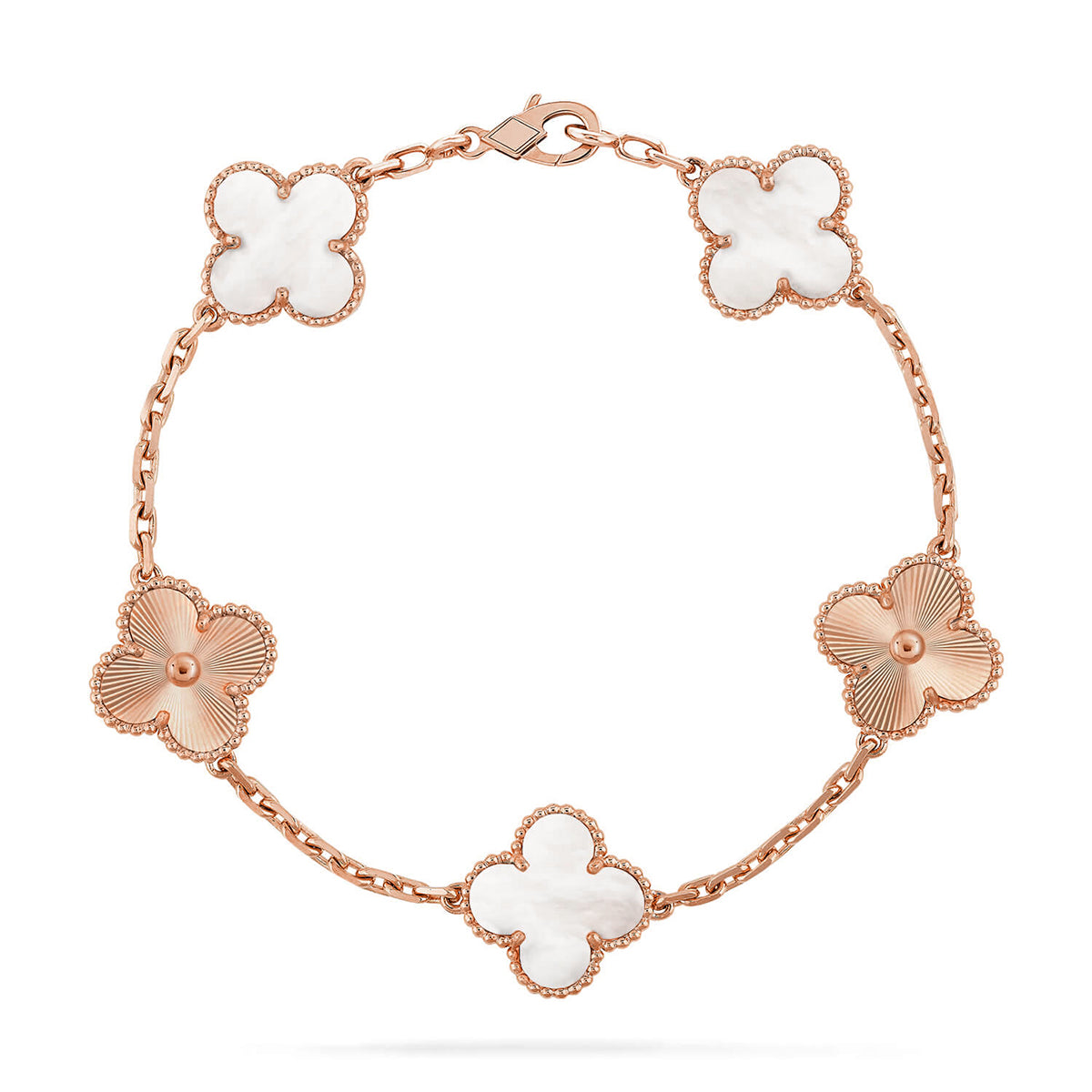 [Loran]LUCKY CLOVER 5-MOTIF BRACELET - WHITE MOTHER-OF-PEARL COLLECTION