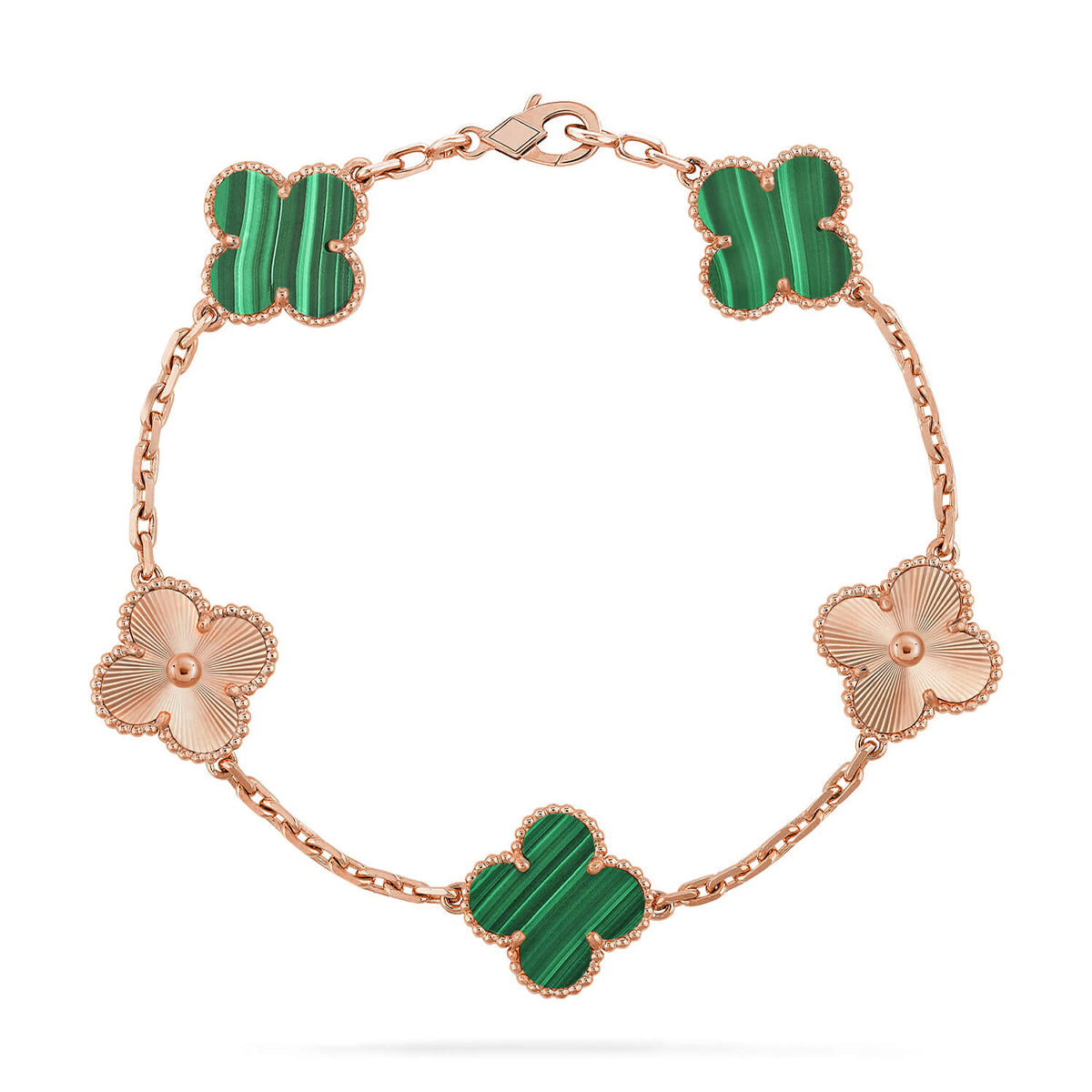 [Loran]LUCKY CLOVER 5-MOTIF BRACELET - MALACHITE COLLECTION