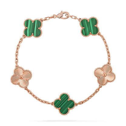 [Loran]LUCKY CLOVER 5-MOTIF BRACELET - MALACHITE COLLECTION