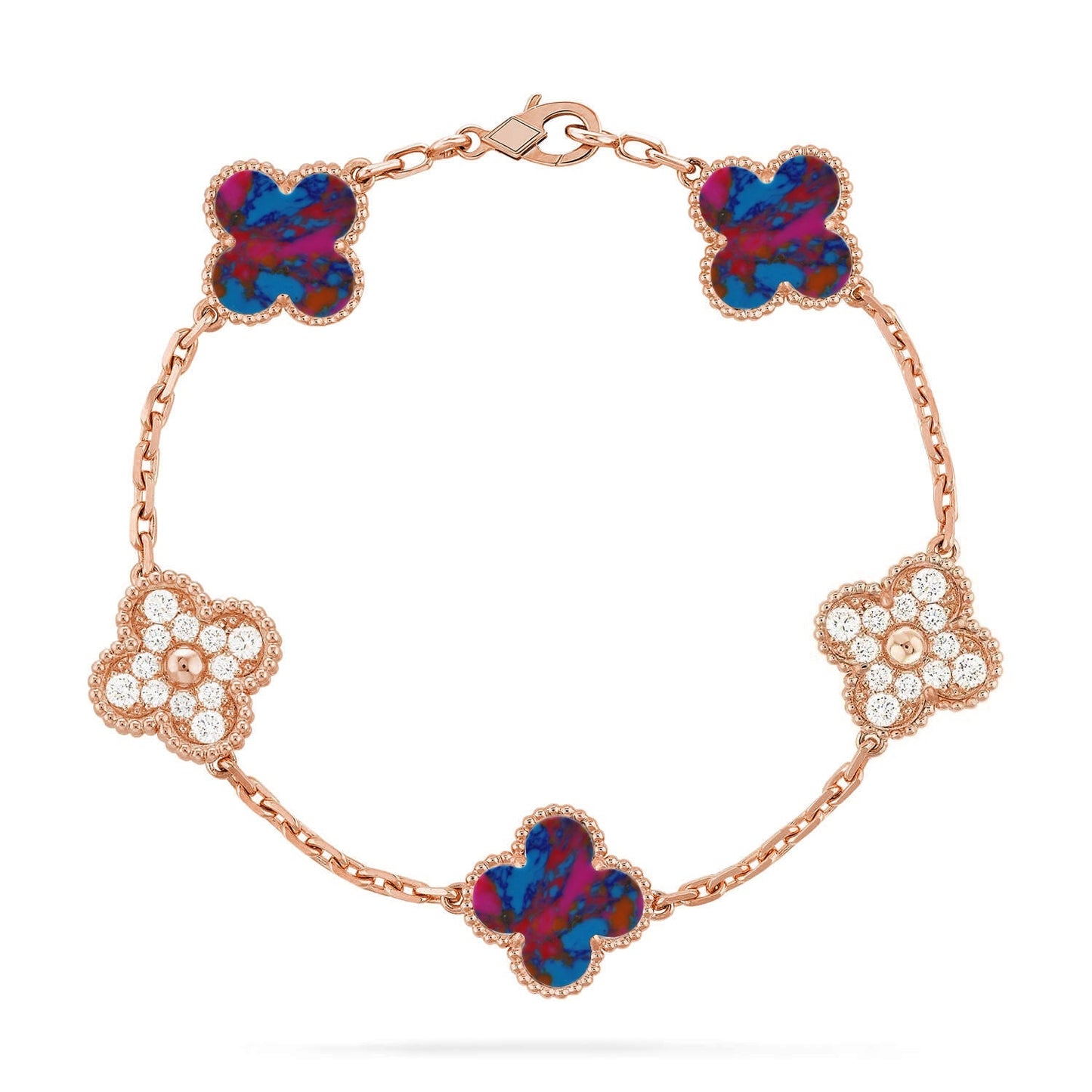 [Loran]LUCKY CLOVER 5-MOTIF BRACELET - MULTI-GEM COLLECTION