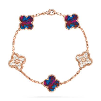 [Loran]LUCKY CLOVER 5-MOTIF BRACELET - MULTI-GEM COLLECTION