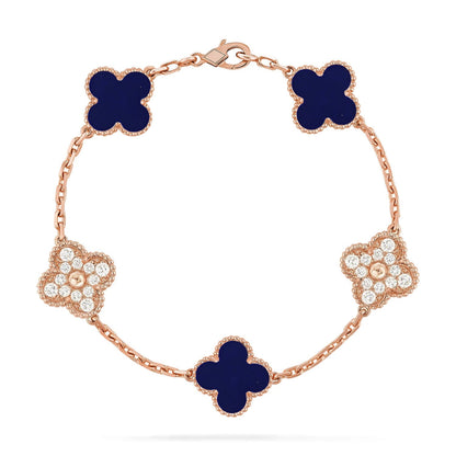 [Loran]LUCKY CLOVER 5-MOTIF BRACELET - LAPIS LAZULI COLLECTION