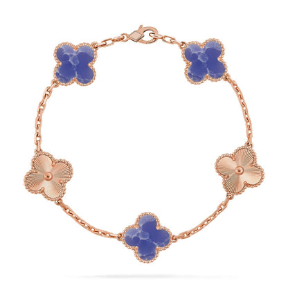 [Loran]LUCKY CLOVER 5-MOTIF BRACELET - BLUE LARIMAR COLLECTION