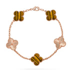[Loran]LUCKY CLOVER 5-MOTIF BRACELET -  TIGER’S EYE COLLECTION