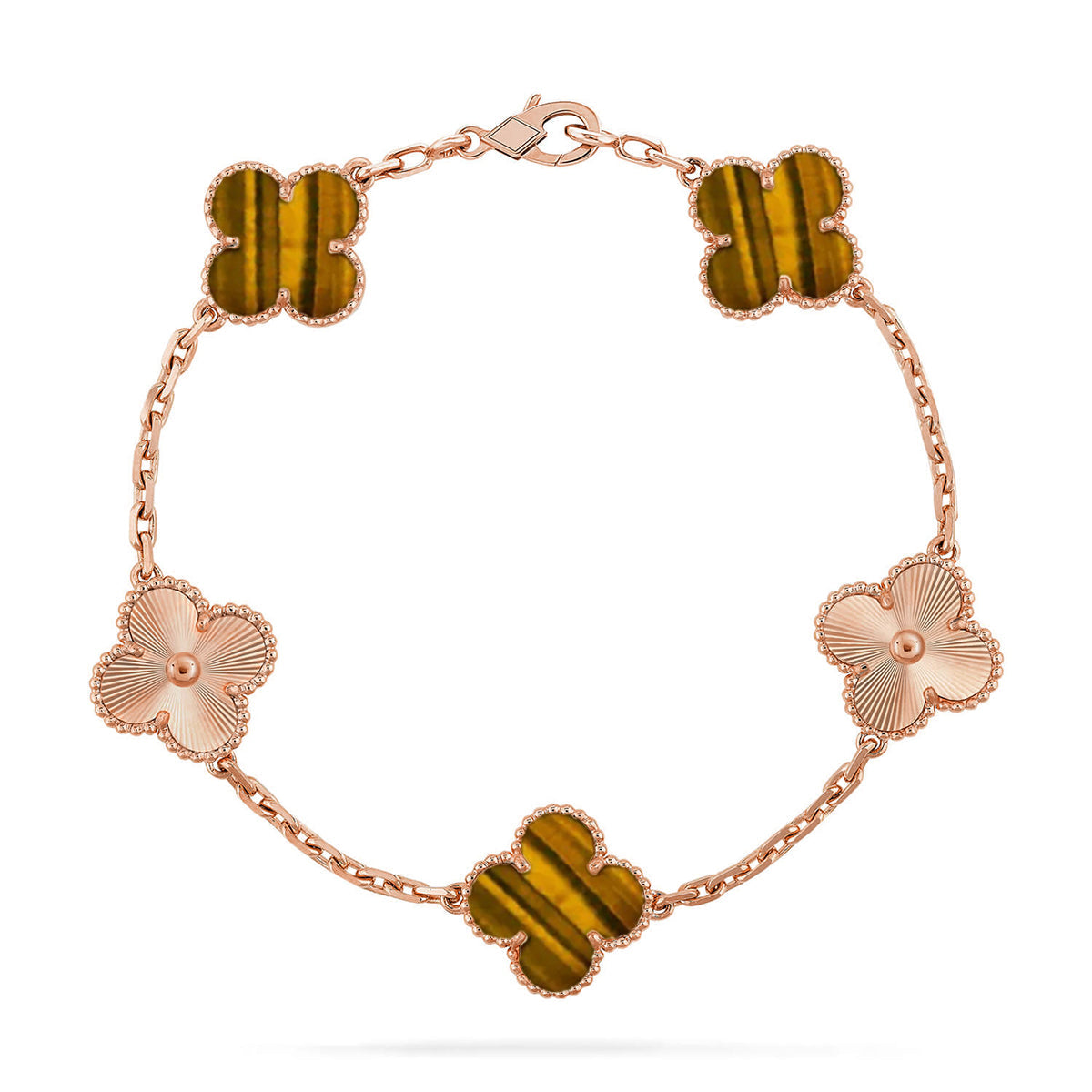 [Loran]LUCKY CLOVER 5-MOTIF BRACELET -  TIGER’S EYE COLLECTION