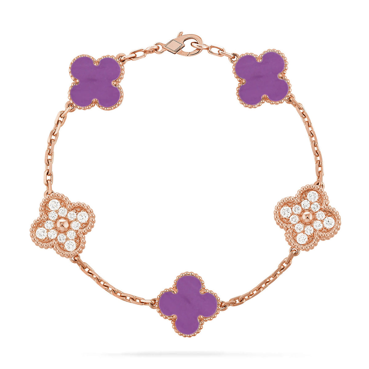 [Loran]LUCKY CLOVER 5-MOTIF BRACELET - VIOLET COLLECTION