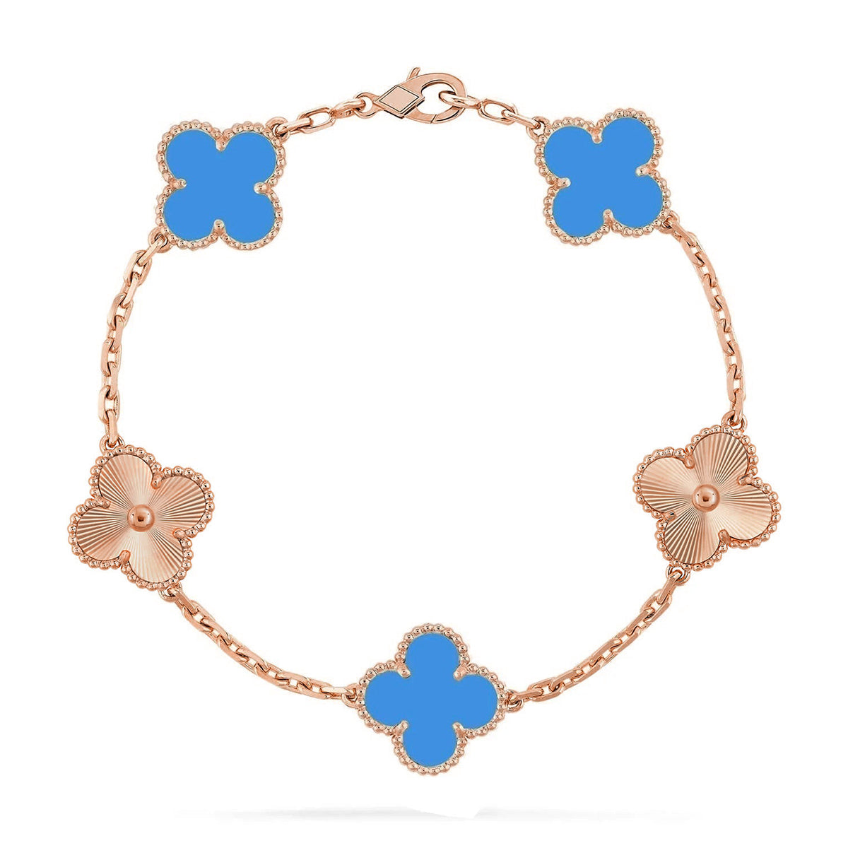 [Loran]LUCKY CLOVER 5-MOTIF BRACELET - BLUE AGATE COLLECTION