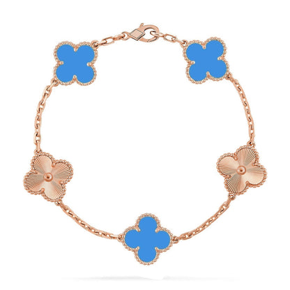 [Loran]LUCKY CLOVER 5-MOTIF BRACELET - BLUE AGATE COLLECTION
