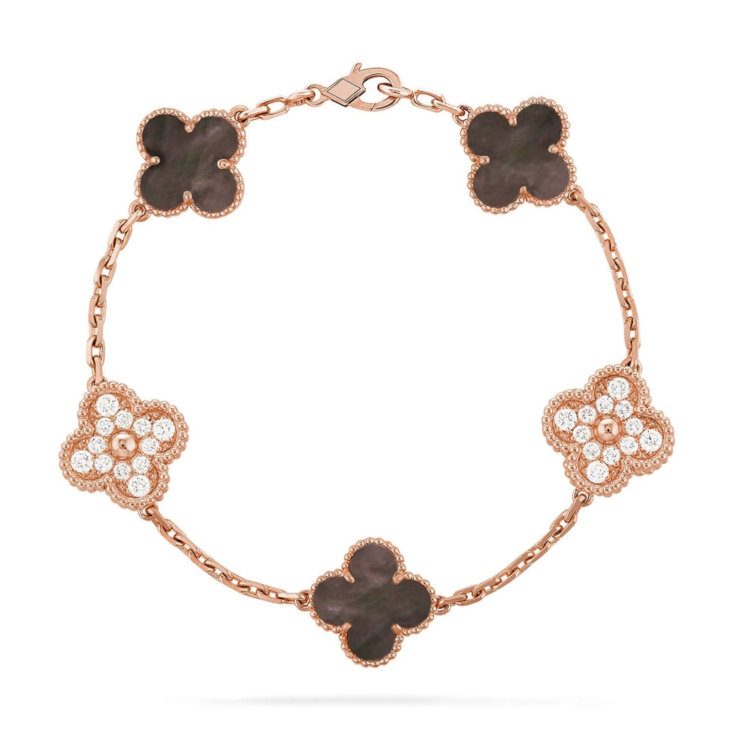 [Loran]LUCKY CLOVER 5-MOTIF BRACELET - GREY MOTHER-OF-PEARL COLLECTION
