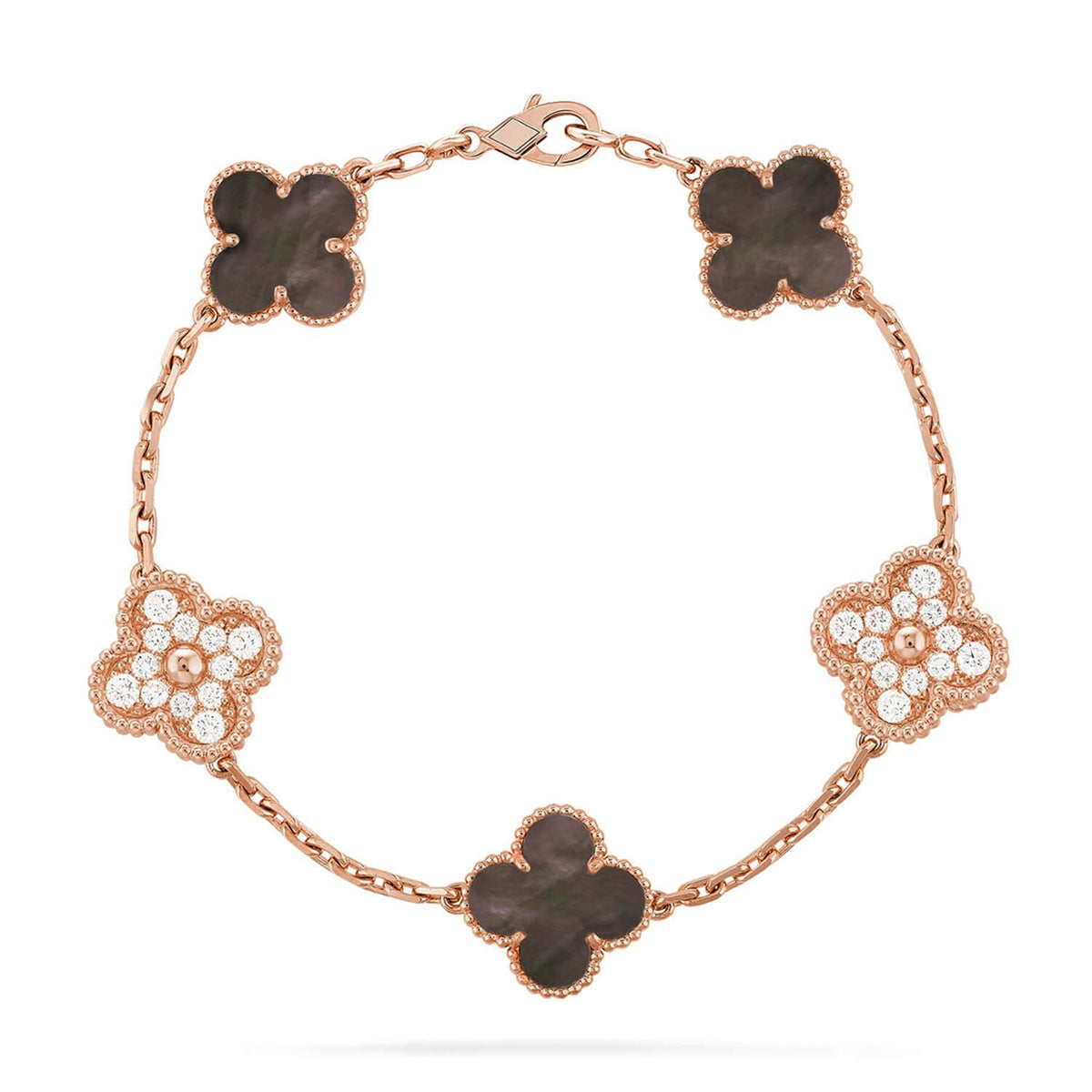 [Loran]LUCKY CLOVER 5-MOTIF BRACELET - GREY MOTHER-OF-PEARL COLLECTION