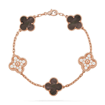 [Loran]LUCKY CLOVER 5-MOTIF BRACELET - GREY MOTHER-OF-PEARL COLLECTION