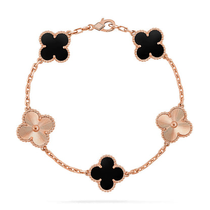 [Loran]LUCKY CLOVER 5-MOTIF BRACELET - BLACK OXNY COLLECTION