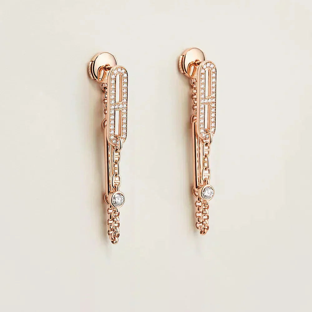 [Loran]CHAINE CHAOS DIAMOND DROP EARRINGS