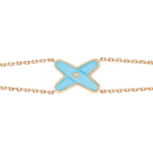 [Loran]JEUX BRACELET TURQUOISE ROSE GOLD 1 DIAMOND