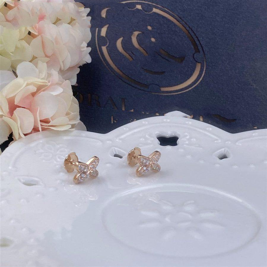 [Loran]JEUX DE ROSE GOLD DIAMOND EARRINGS