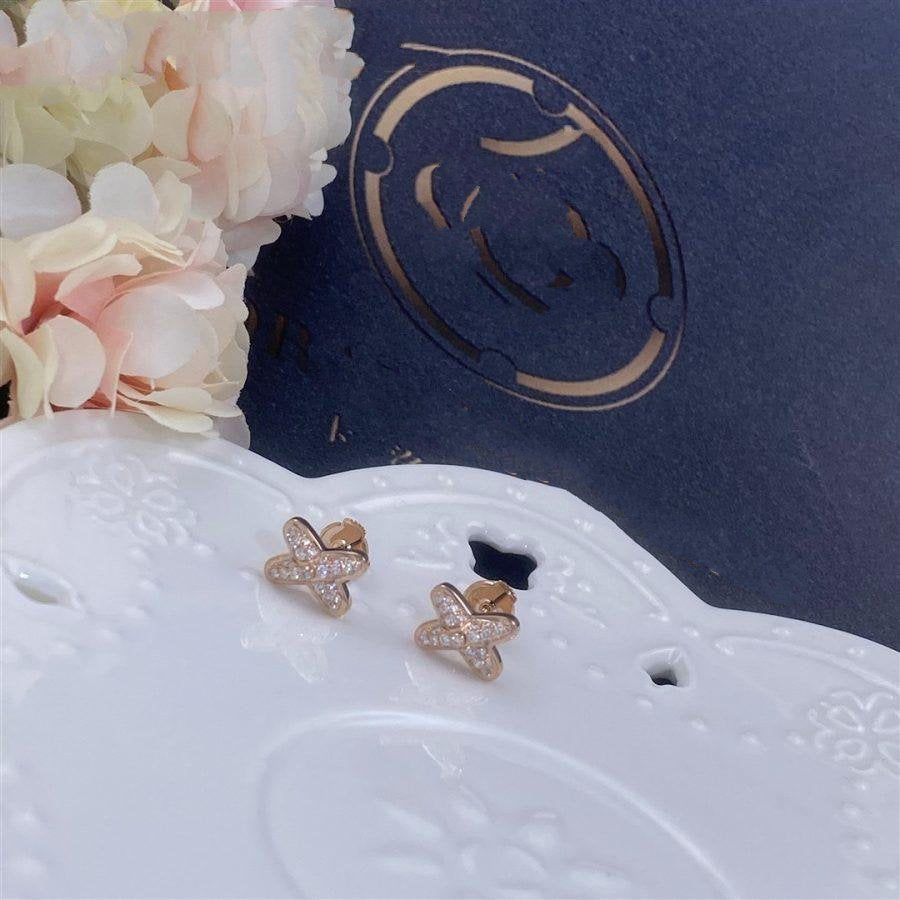[Loran]JEUX DE ROSE GOLD DIAMOND EARRINGS