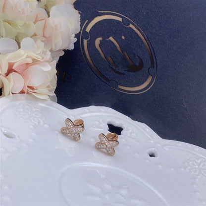 [Loran]JEUX DE ROSE GOLD DIAMOND EARRINGS