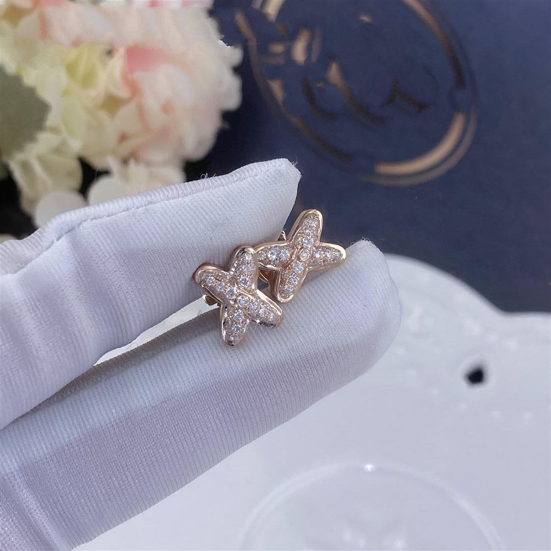 [Loran]JEUX DE ROSE GOLD DIAMOND EARRINGS