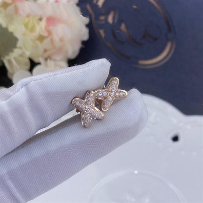 [Loran]JEUX DE ROSE GOLD DIAMOND EARRINGS