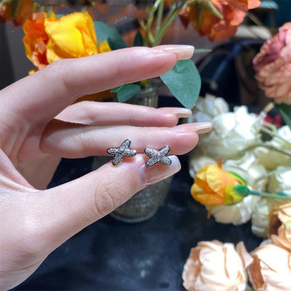 [Loran]JEUX DE SILVER DIAMOND EARRINGS