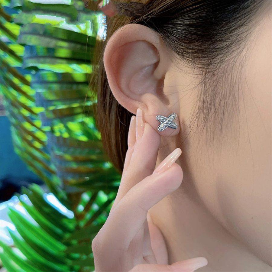 [Loran]JEUX DE SILVER DIAMOND EARRINGS
