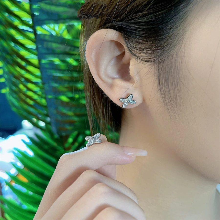 [Loran]JEUX DE SILVER DIAMOND EARRINGS