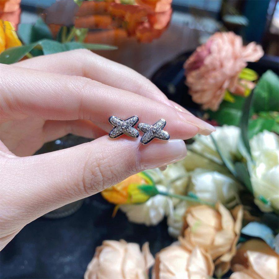 [Loran]JEUX DE SILVER DIAMOND EARRINGS