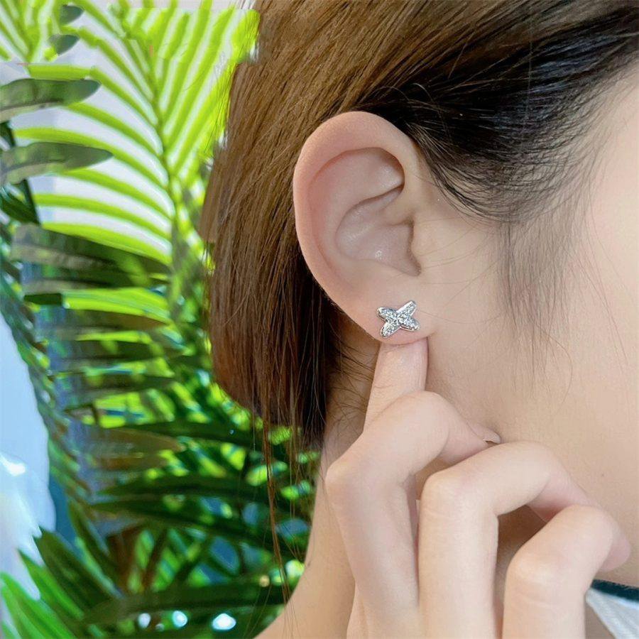 [Loran]JEUX DE SILVER DIAMOND EARRINGS