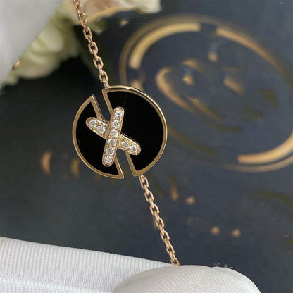 [Loran]JEUX DE BRACELET ONYX ROSE GOLD DIAMOND