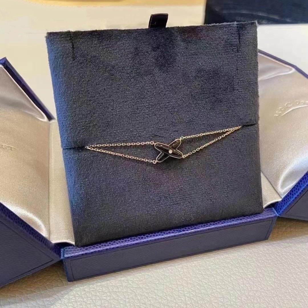 [Loran]JEUX BRACELET ONYX ROSE GOLD 1 DIAMOND